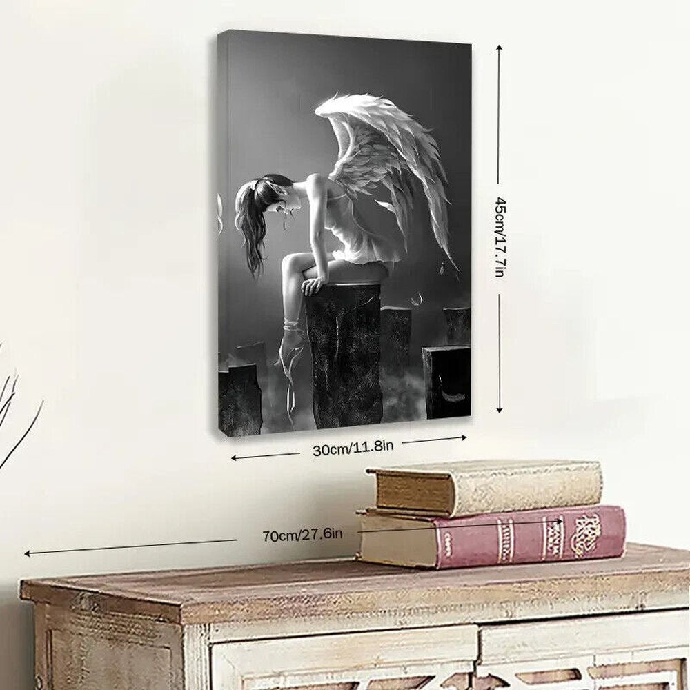 Stunning Angel In Deep Thought Canvas Print Framed 11.8" x 17.7" Wall Art Home & Garden:Home Décor:Posters & Prints Style Your Walls